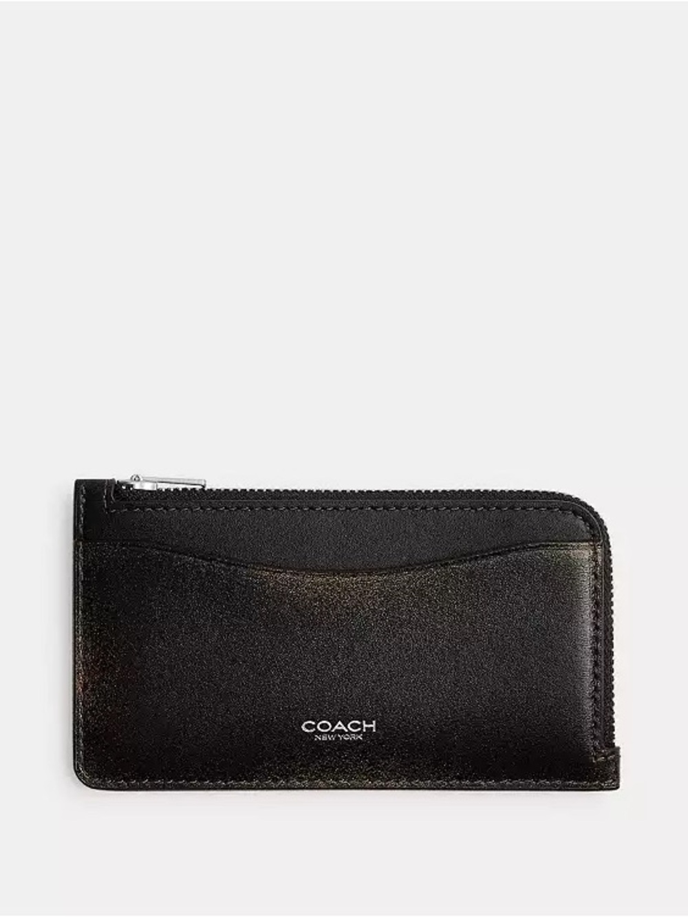 Coach New York Zip Card Case in Ruboff Glovetanned Loved Leather Black/Brown NWT - Picture 13 of 16